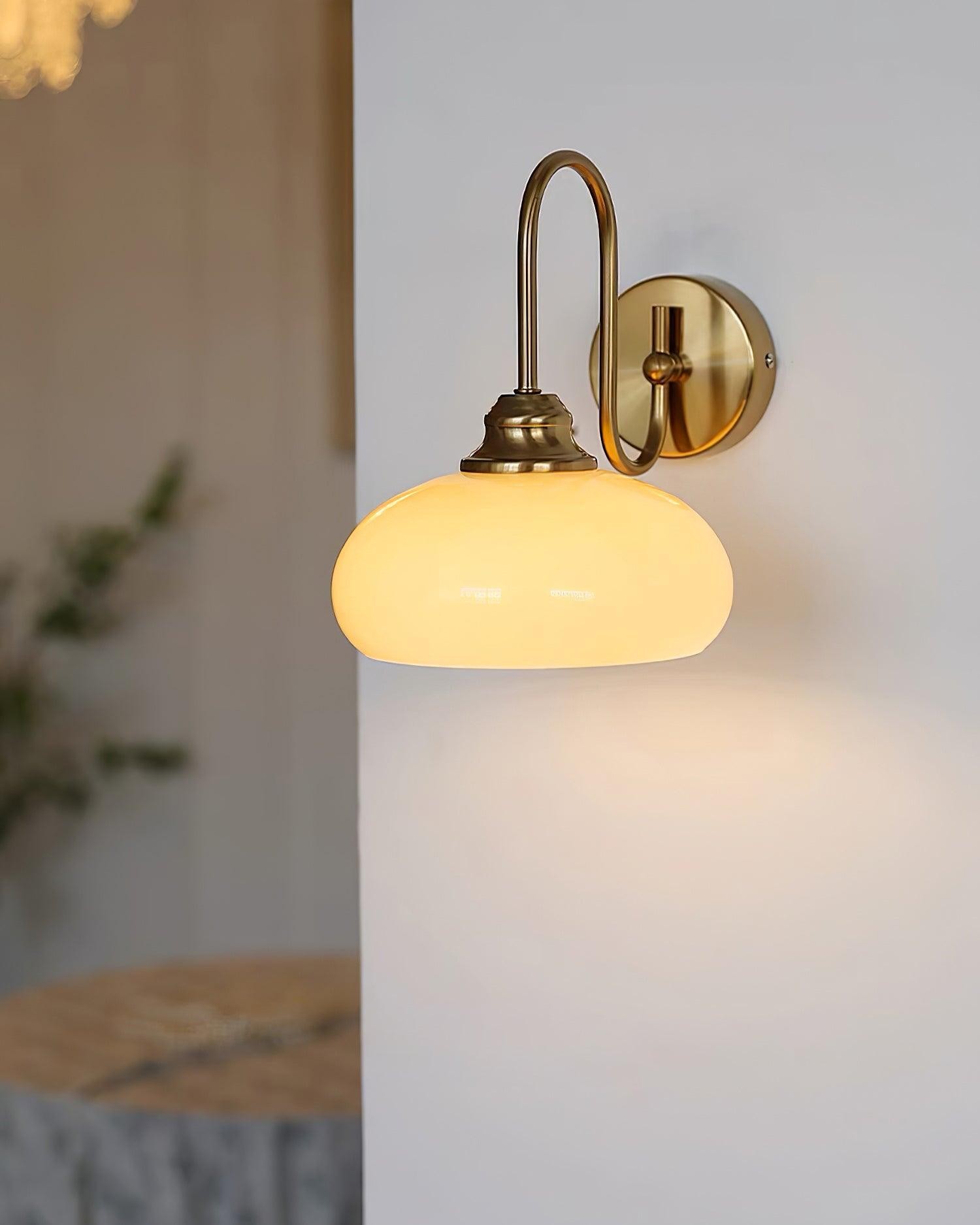 Bauhaus Wind Cream Glass Shade Metal Curved Pole Wall Sconce G45