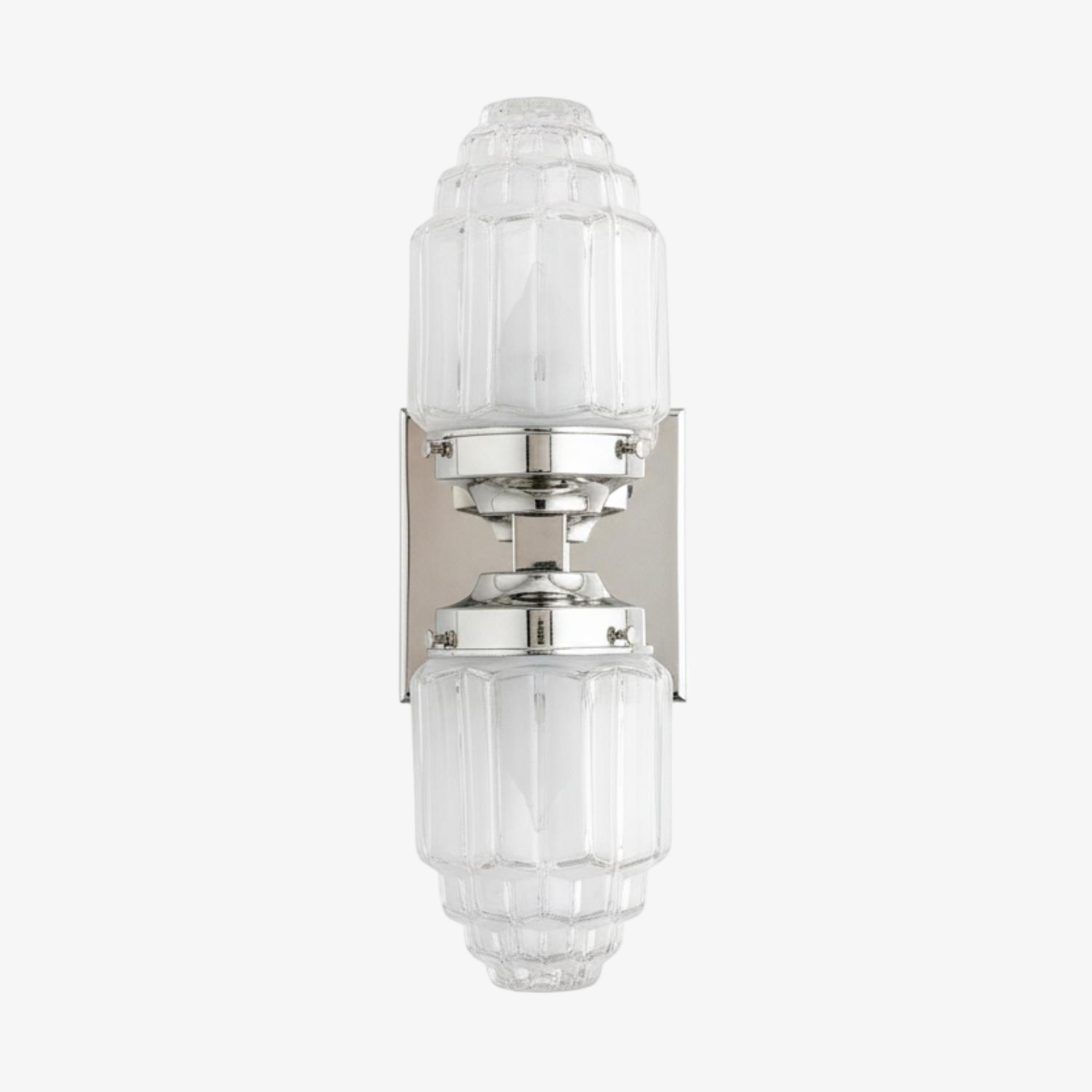 Tierlux Glass Art Deco Wall Sconce - Glass Frosted Globes with Skyscraper Globe T294