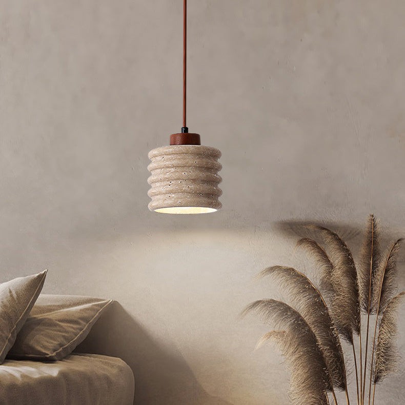 Traditional Retro Cylindrical Solid Wood Pendant Lamp M07