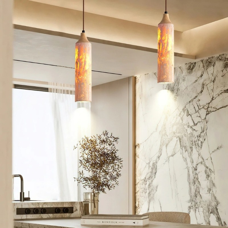 Modern Wabi-Sabi Travertine Pendant Lamp for Minimalist Spaces S271