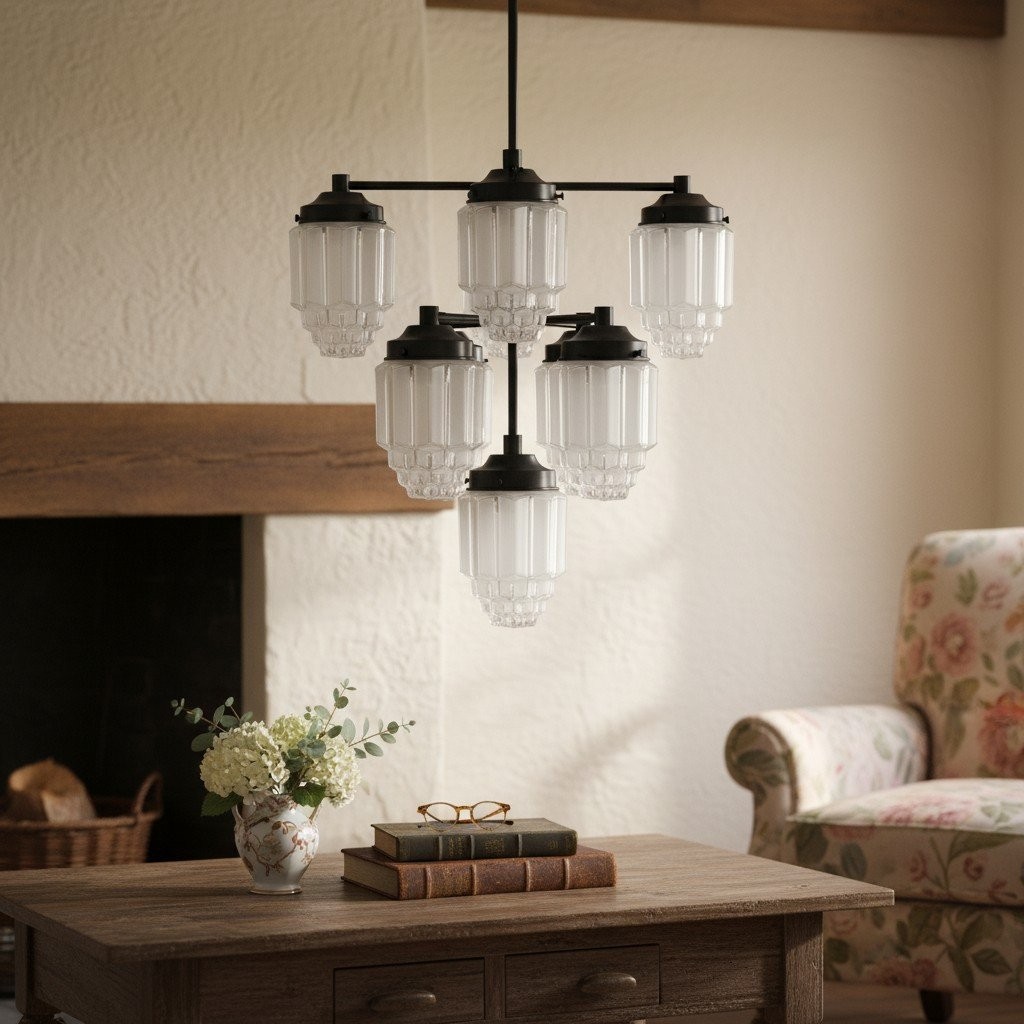 Tierlux Glass Textured Brass Chandelier – Timeless Lighting with Style T375