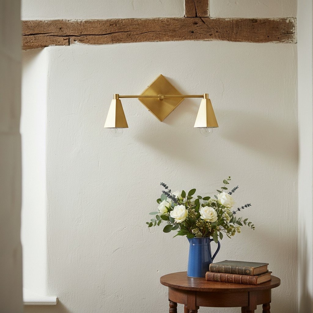 Ornato Luxe Geometric Vanity Light - Solid Brass Art Deco Bathroom Lighting T348
