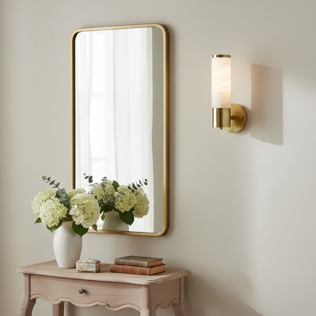 Nexorae Modern Alabaster Wall Lamp Sculptural Vertical Design For Living Room Bedroom Hallway T1136