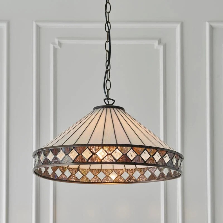 TF Fargo Pendant Light - Tiffany Style Lighting with an Art Deco Shade and Adjustable Chain T970