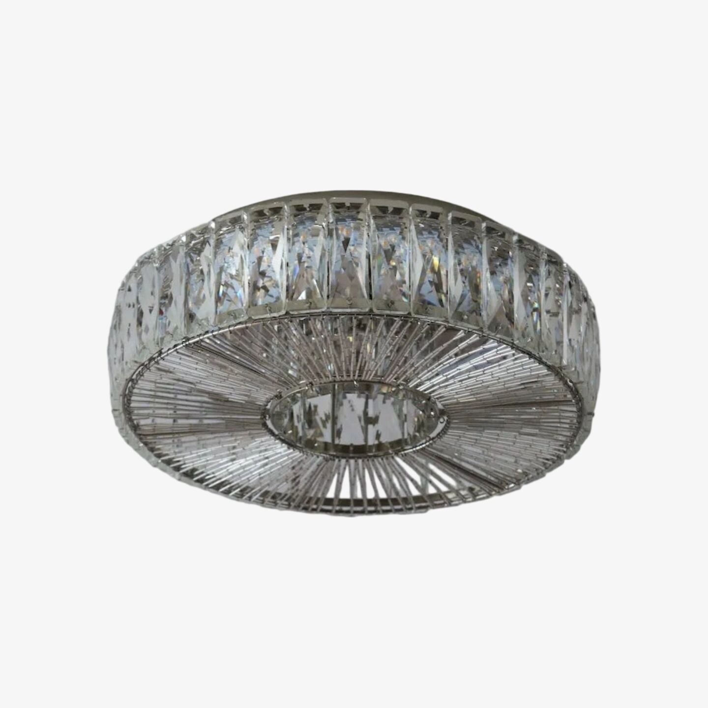 Glomar Glass Round Flush Ceiling Light - Modern Metal Glass Finish Living Areas T542