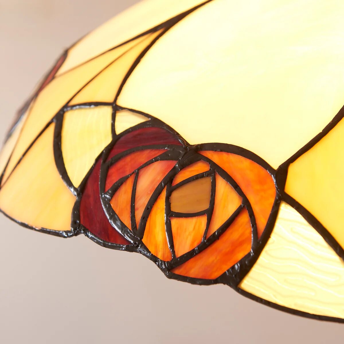 TF Ingram Tiffany Pendant Light - Vintage Handcrafted Stained Glass Floral Shade for Dining Room T1030