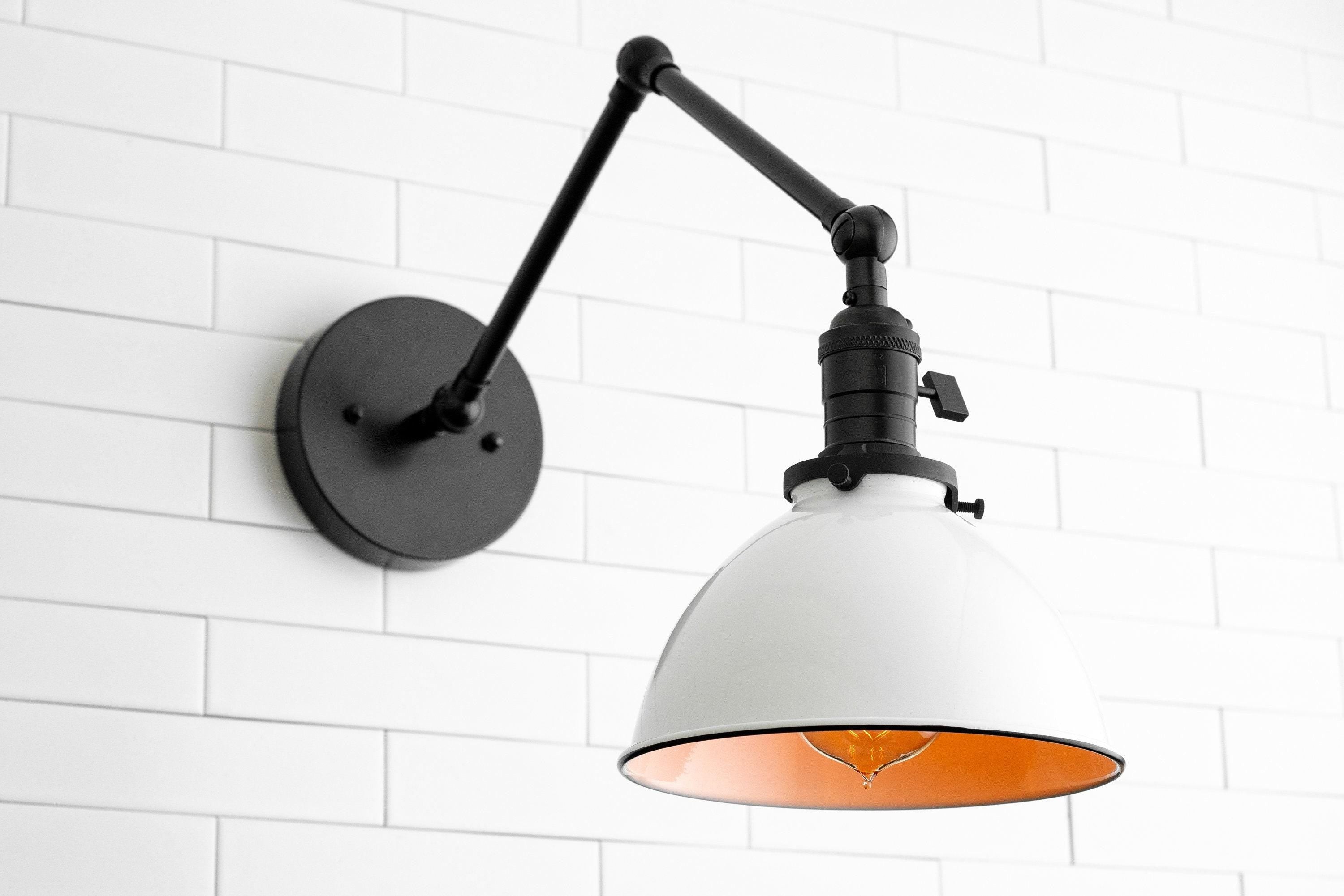 Conique Metal Vintage Industrial Swing Arm Wall Lamp - Adjustable Dome Shade for Study T313
