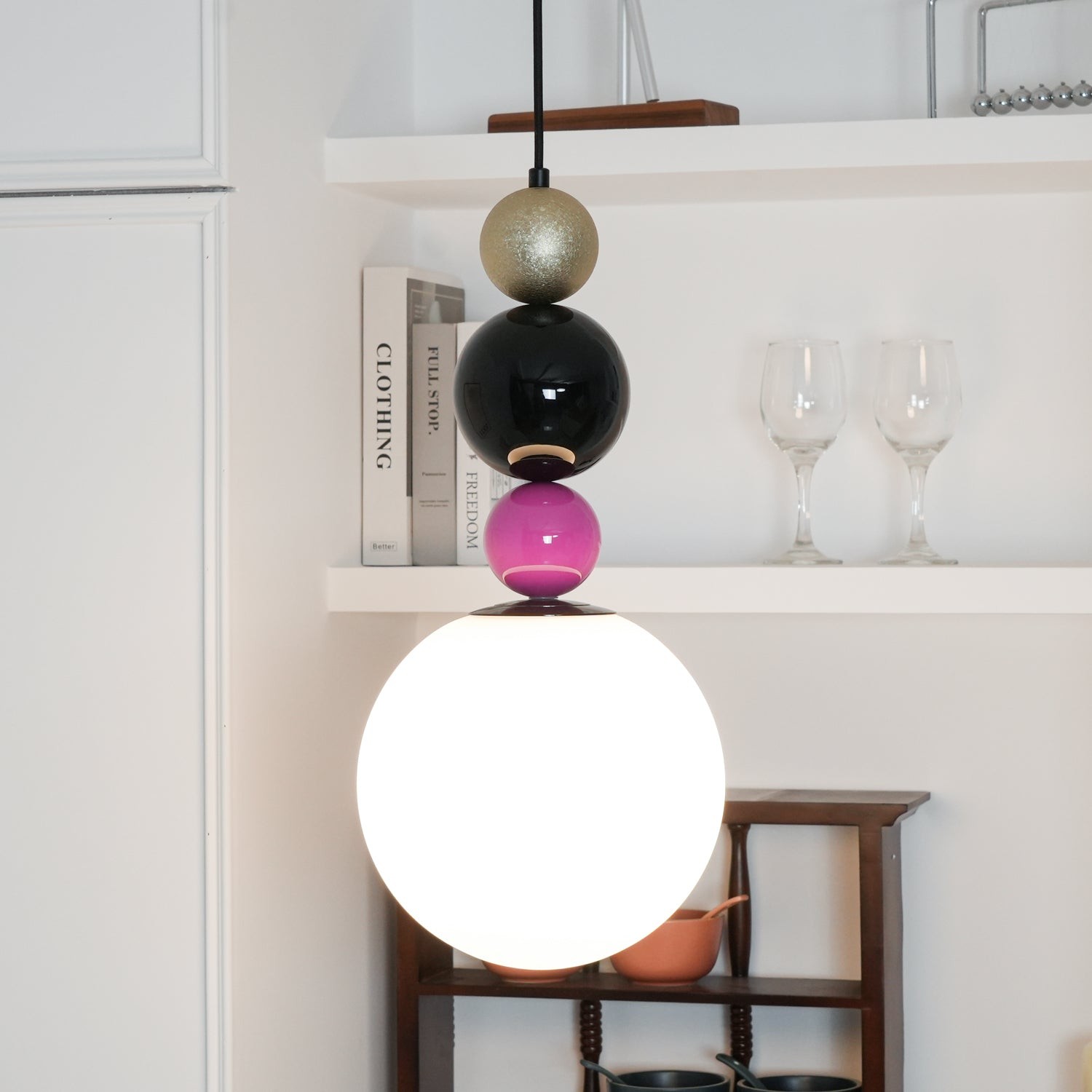Round Balls Stacking Pink Pendant Lamp M418
