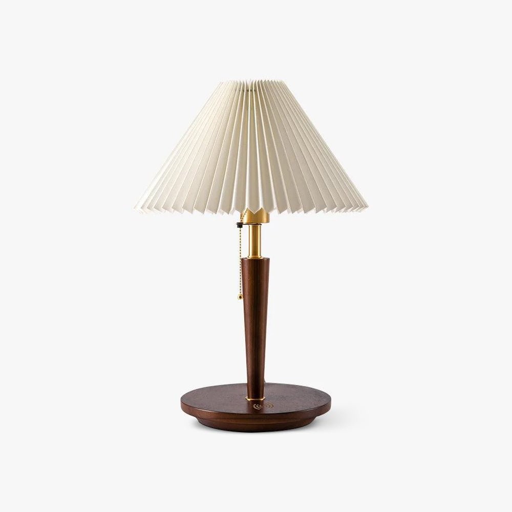 Nordic Retro Pleated Fabric Wooden Table Lamp For Bedroom M375