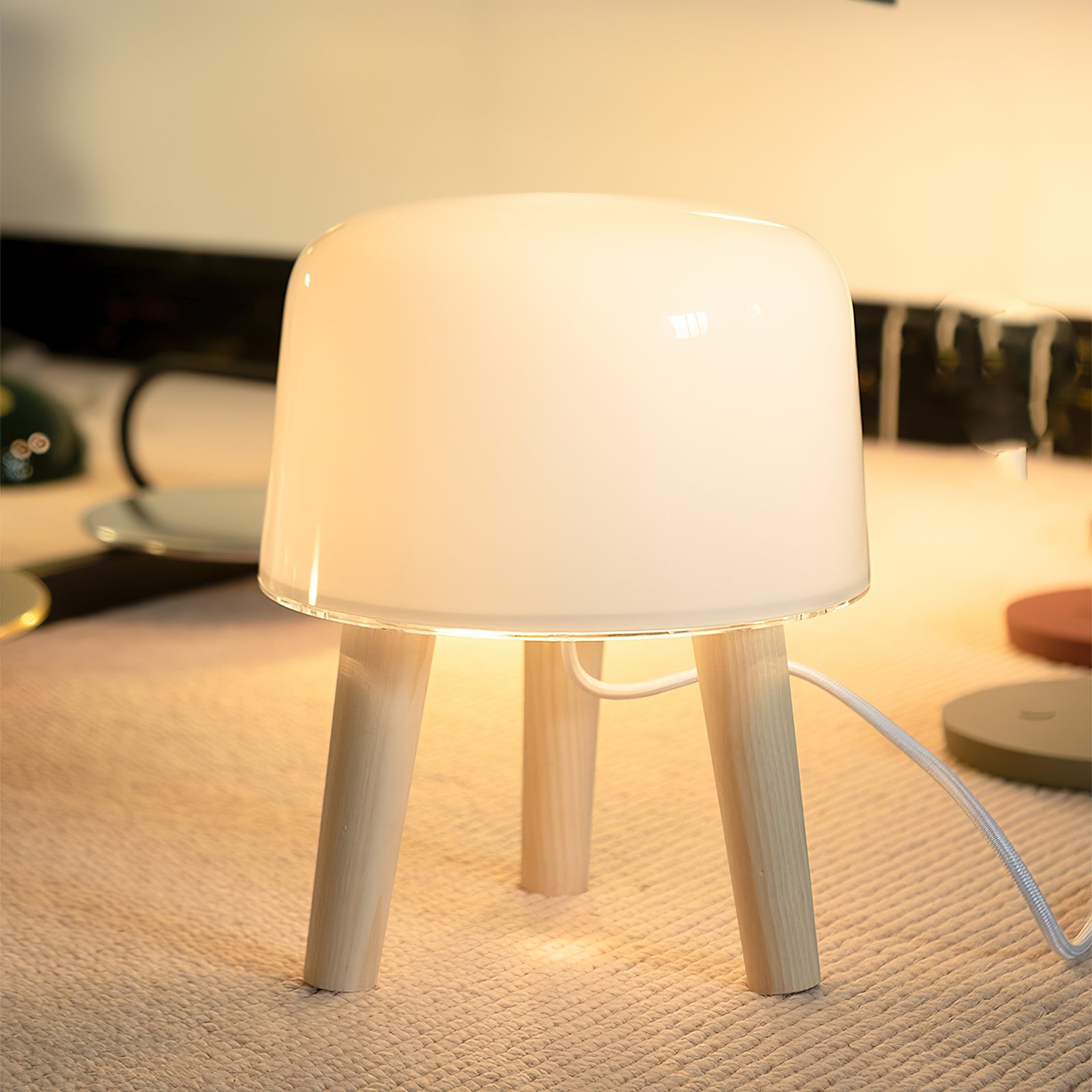 Nordic Wood Decorative Glass Table Lamp For Bedroom M255