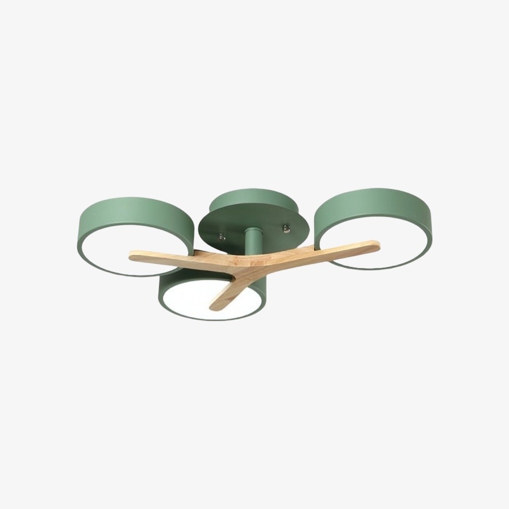 Modern Wooden Disc Ceiling Lamp - LED Semi-Flush Mount for Living Room S386