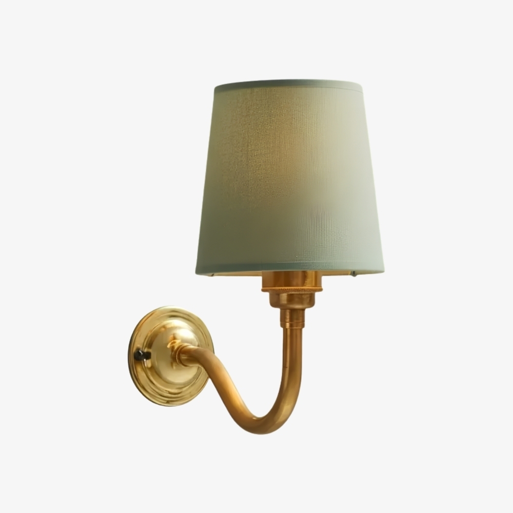 Cottaloy Vintage Fabric Curved Arm Wall Lamp for Living Room or Bedroom T2249