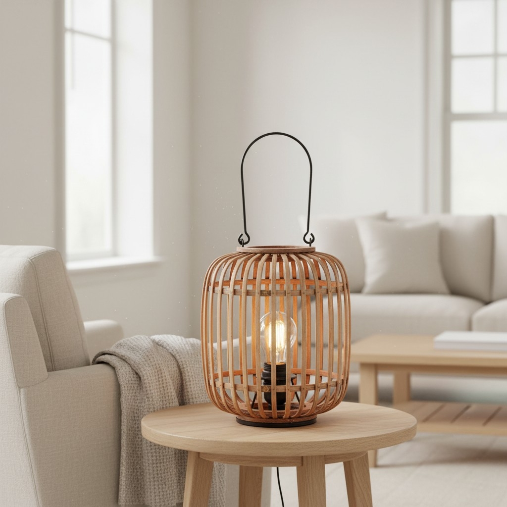 Yumeko Ambient Table Lamp - Open Bamboo Cage Design Stylish and Eco Friendly for Living & Bedroom T988