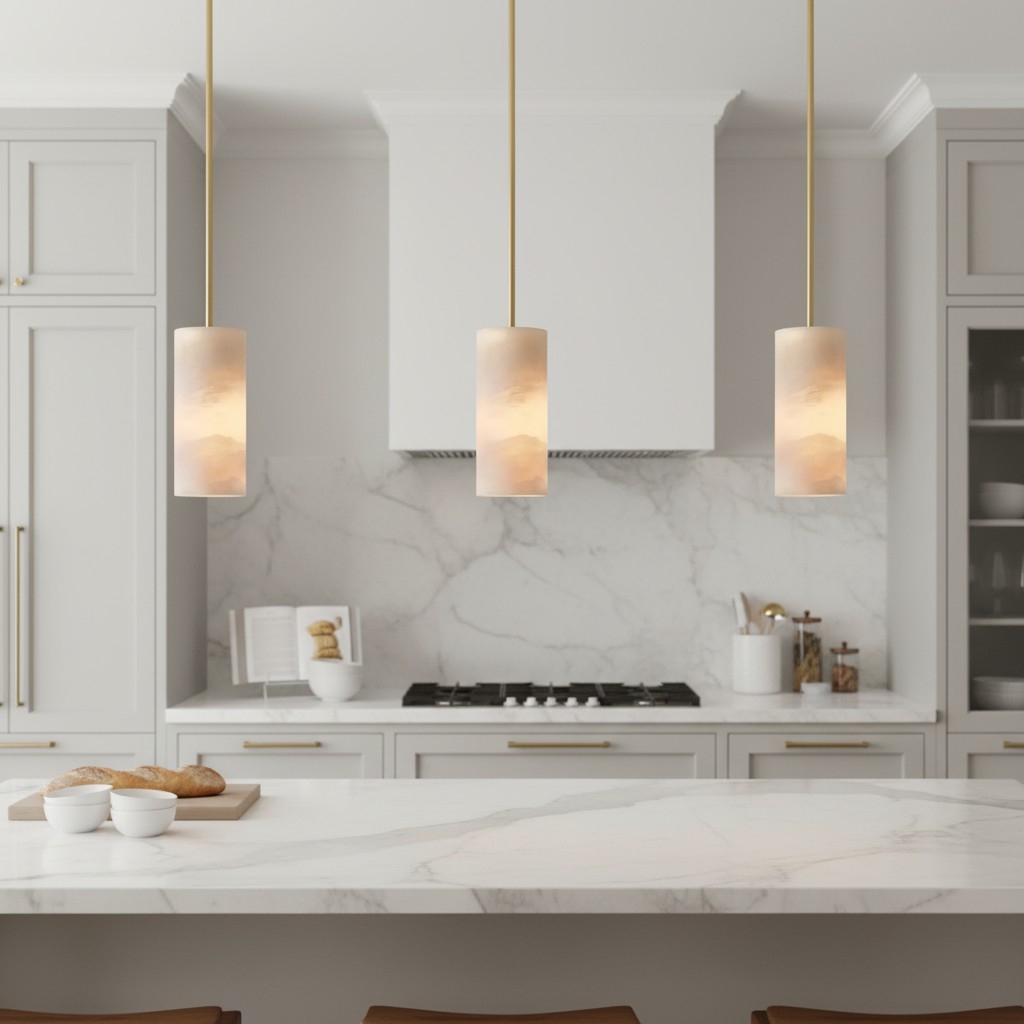 Lumastera Natural Stone Texture Cylindrical Pendant Lamp - Luxury Lamp for Living Room T1220