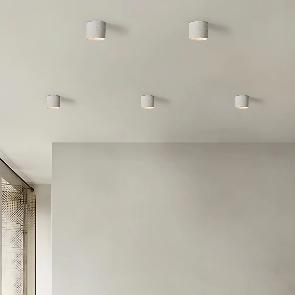 Cylindrical Ceiling Light - Modern Travertine Living Room M72
