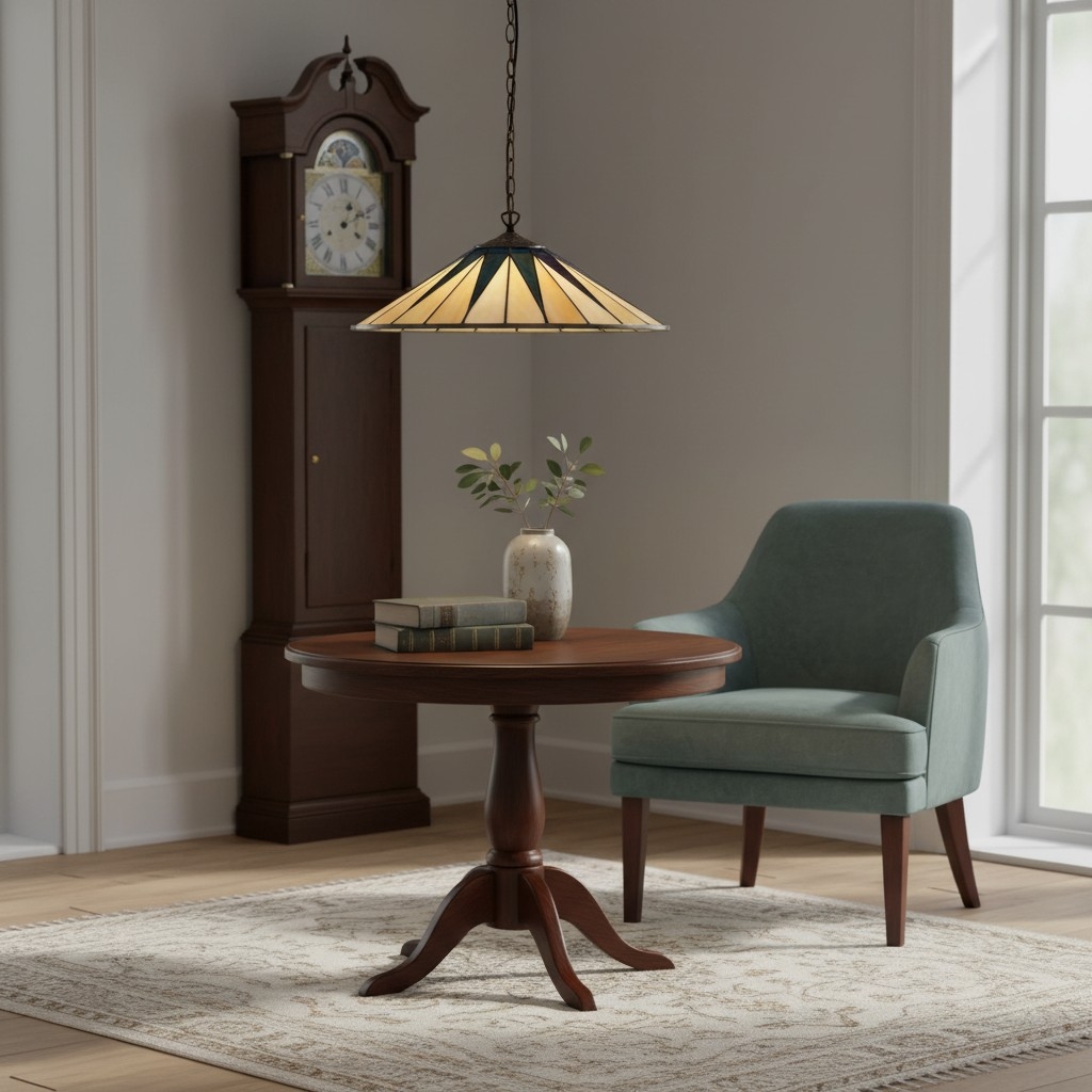 TF Dark Star Tiffany Pendant - Stained Glass Geometric Design Ceiling Light for Living Rooms T868