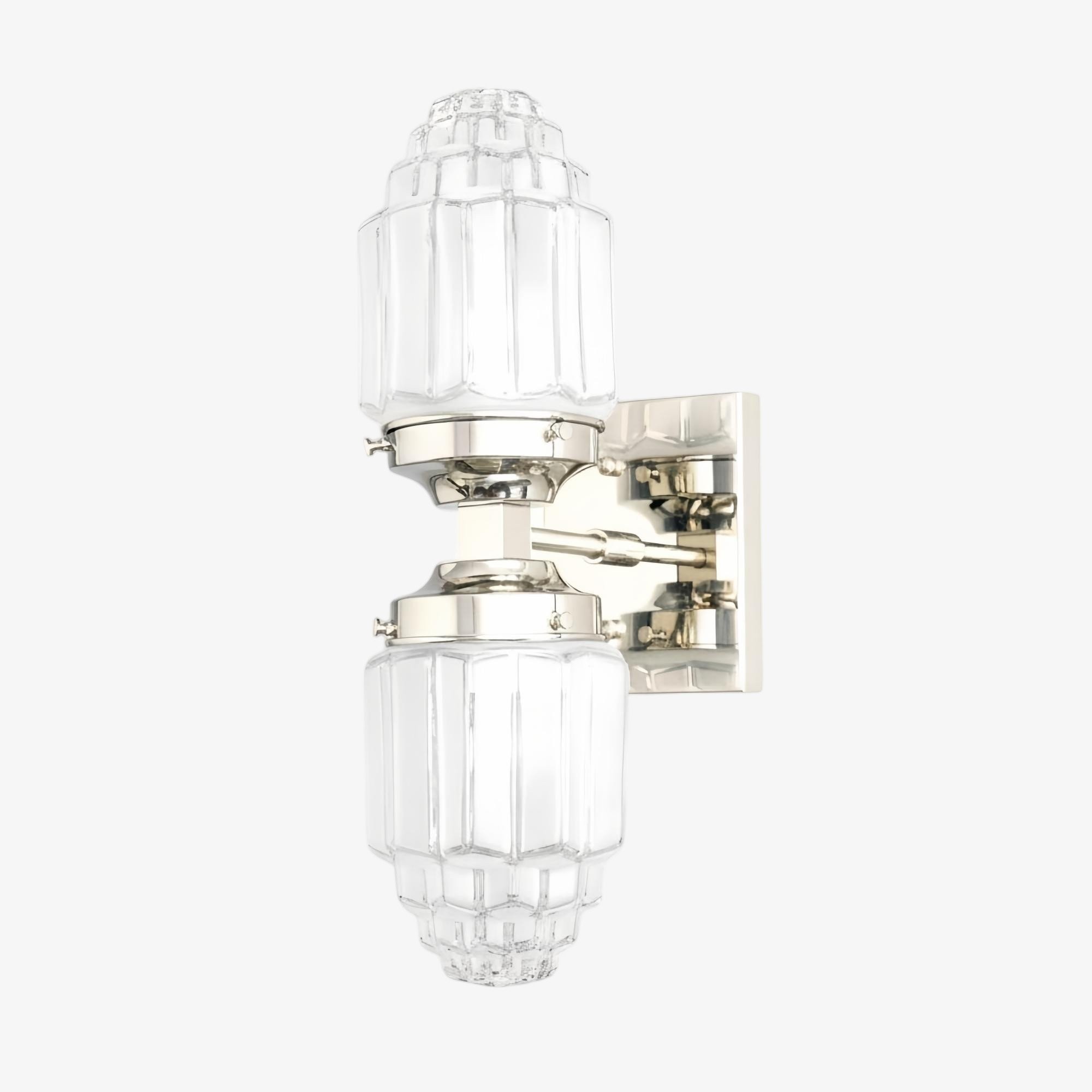 Tierlux Glass Art Deco Wall Sconce - Glass Frosted Globes with Skyscraper Globe T294