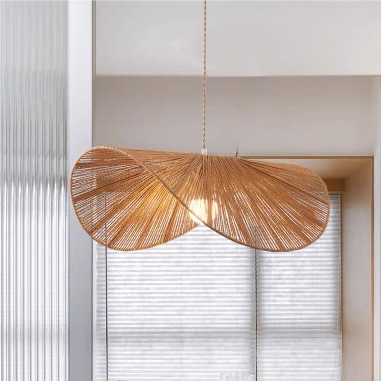 Wabi-Sabi Style Straw Hat Pendant Light For Living Room