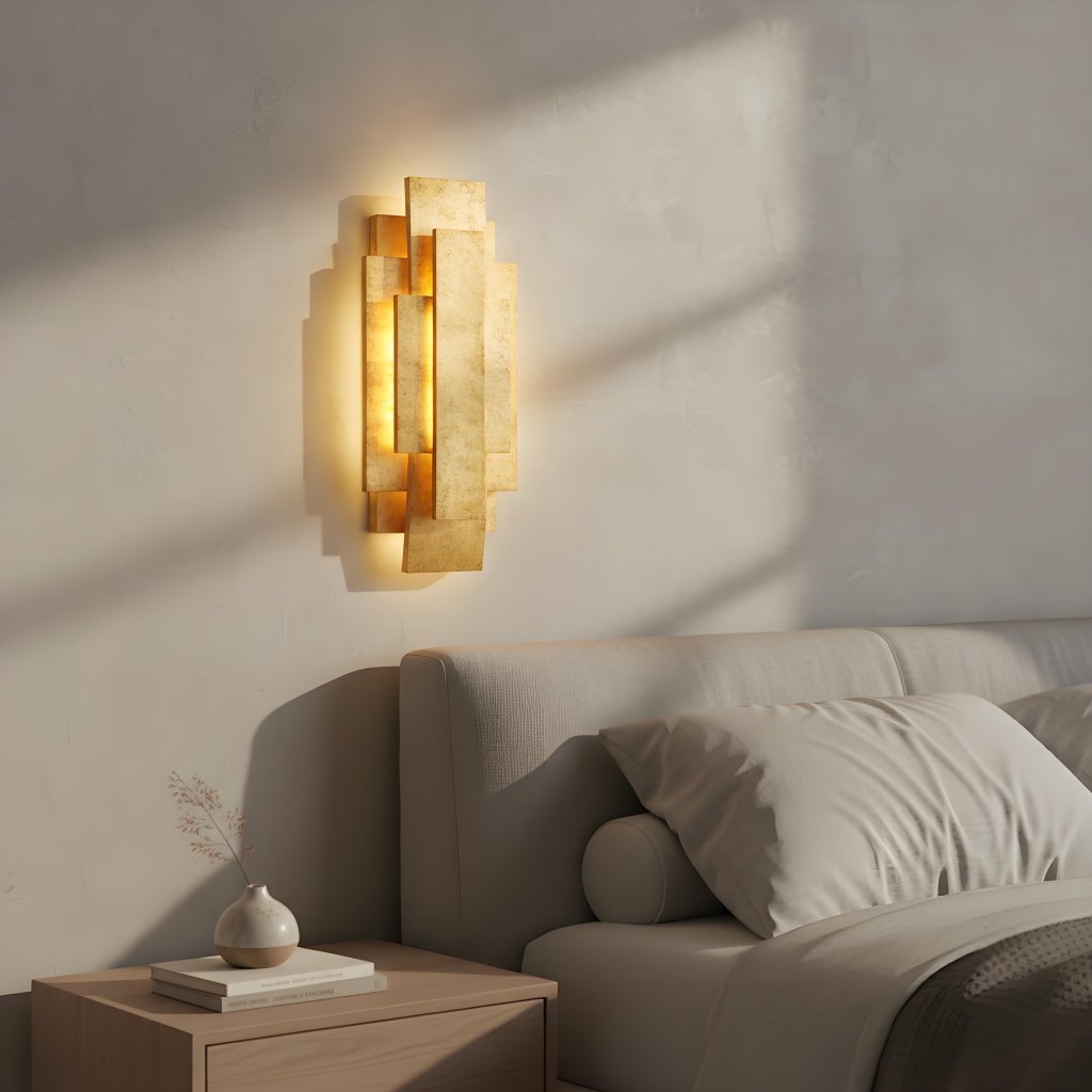 Kelsar Rectangular Wall Lamp - Gold and Silver Finishes for Living Room or Bedroom T1047