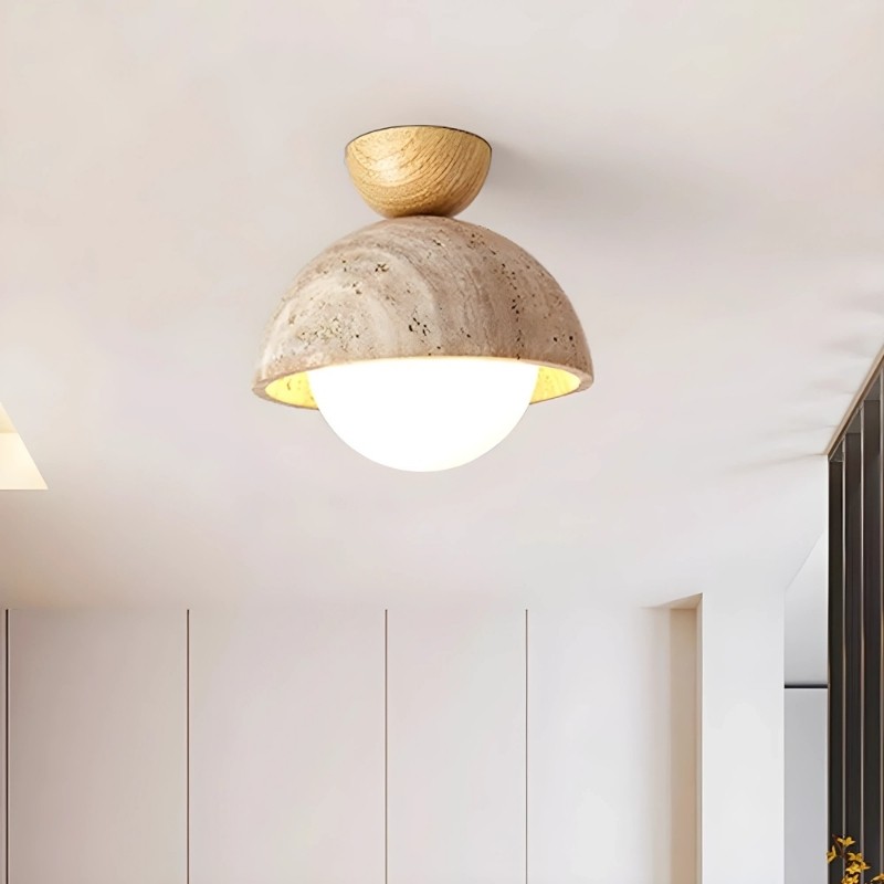 Modern Semicircular Ceiling Light – Travertine Retro Finish S296