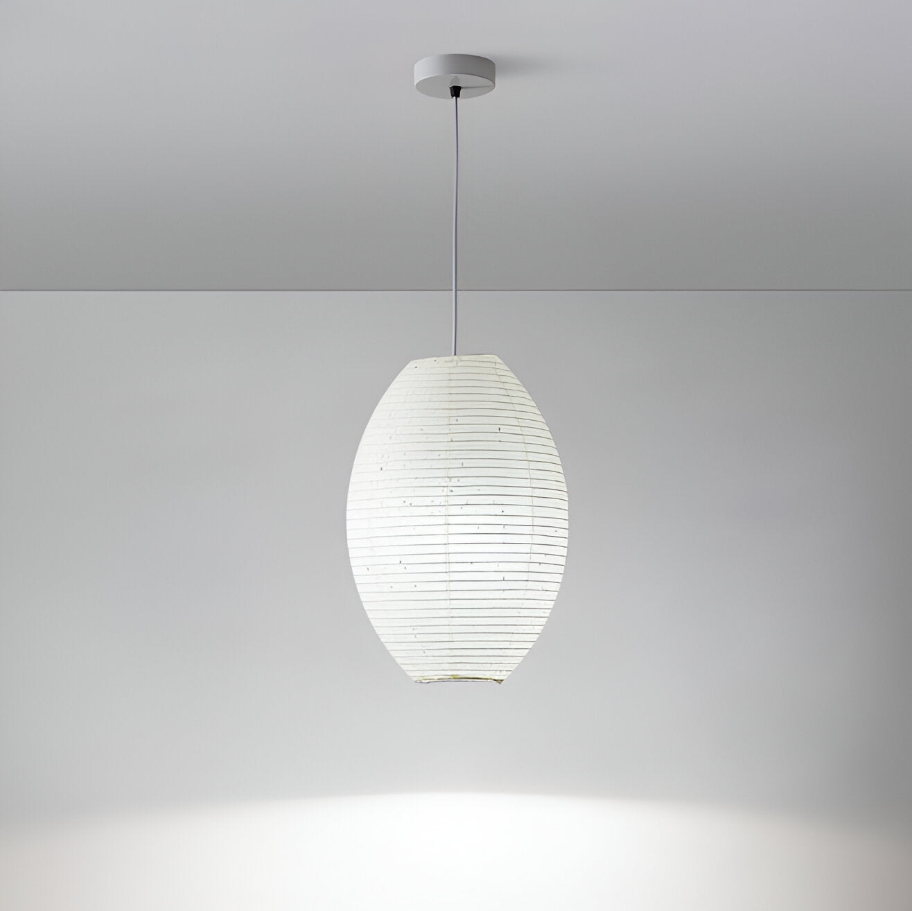 Traditional Japandi Wabi-Sabi Elliptical Paper Pendant Light T2166