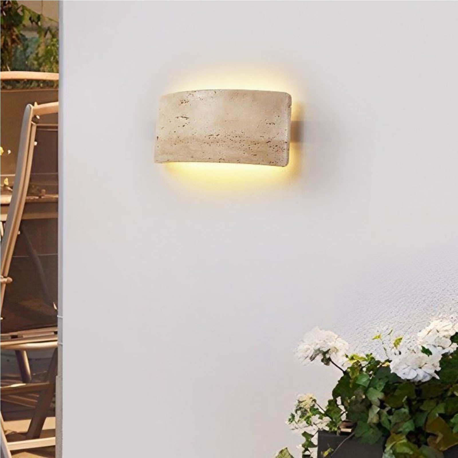 Mask-Shaped Travertine Wall Lamp - Artistic Modern Accent for Living Room S324