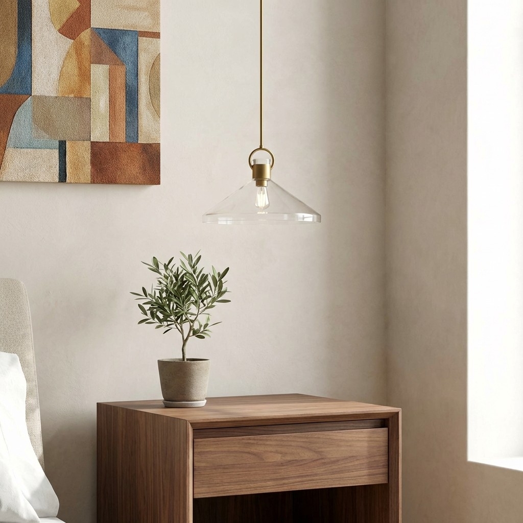 Lumicona Wide Cone Pendant Light – Clear Glass Design with Industrial Style for Kitchens U17