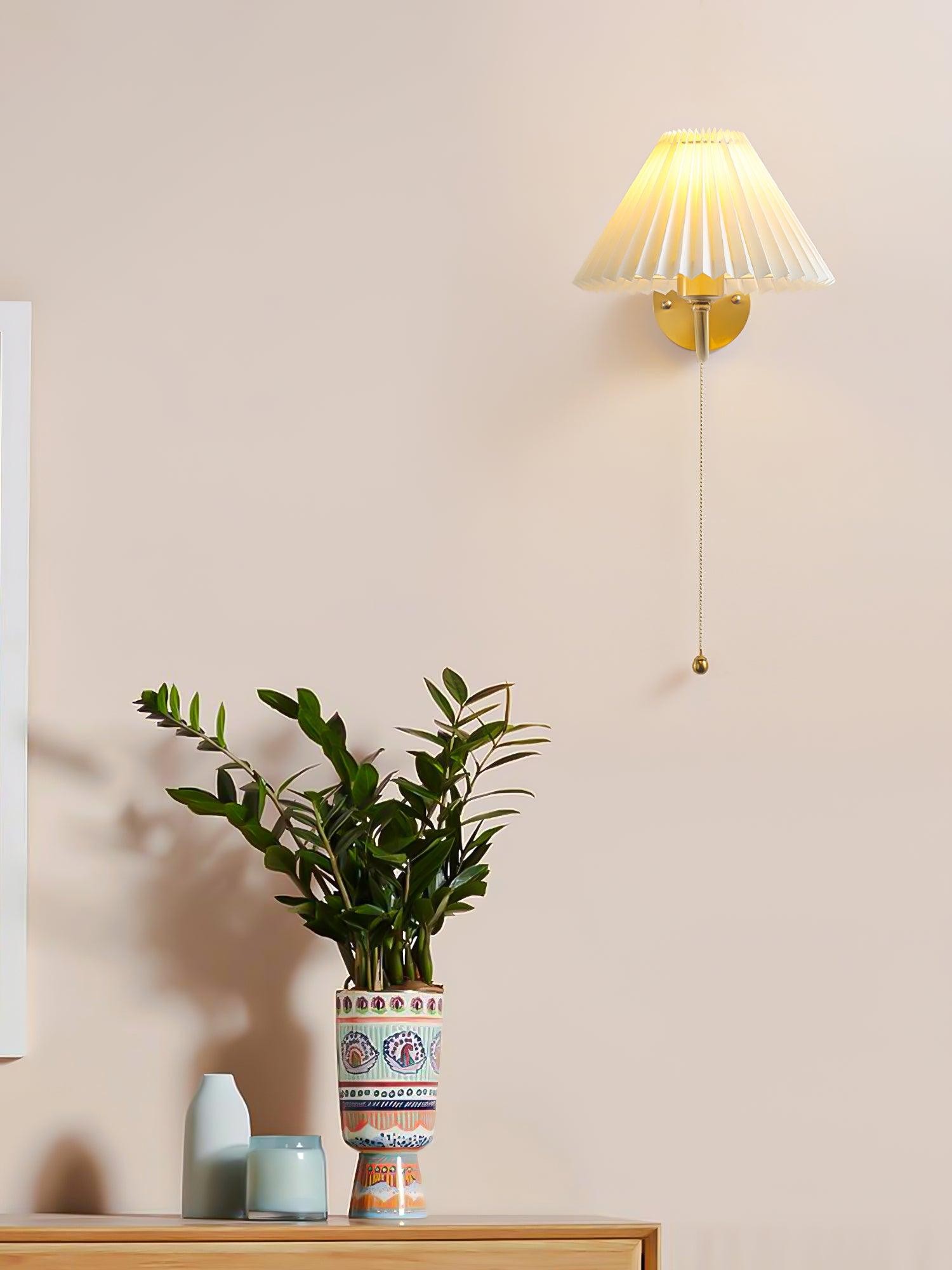 Modern Minimalist Luxury Fabric Brass Wall Lamp For Living Room M331