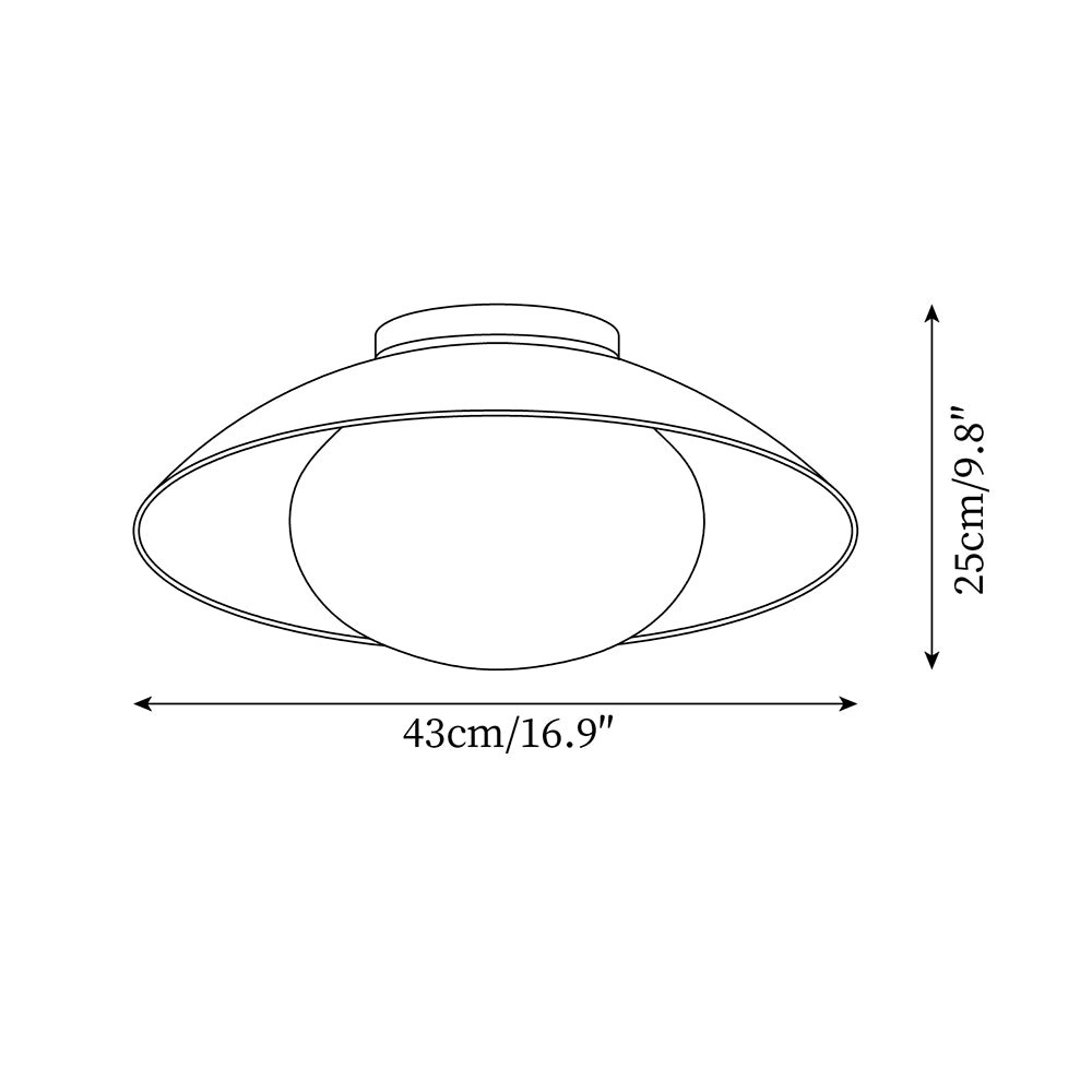 French Retro Flying Saucer Bowl Ceiling Light M134