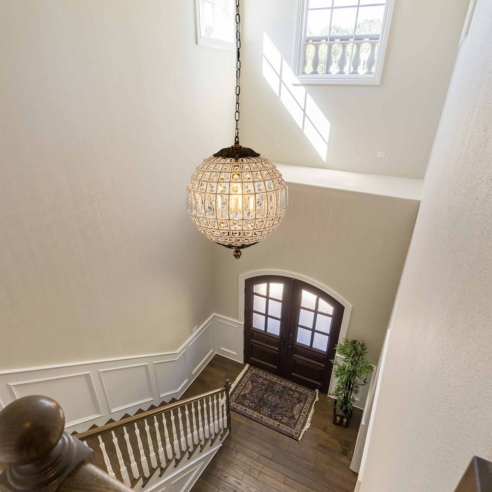 Vintage Luxe Brass Crystal Orb Chandelier G95