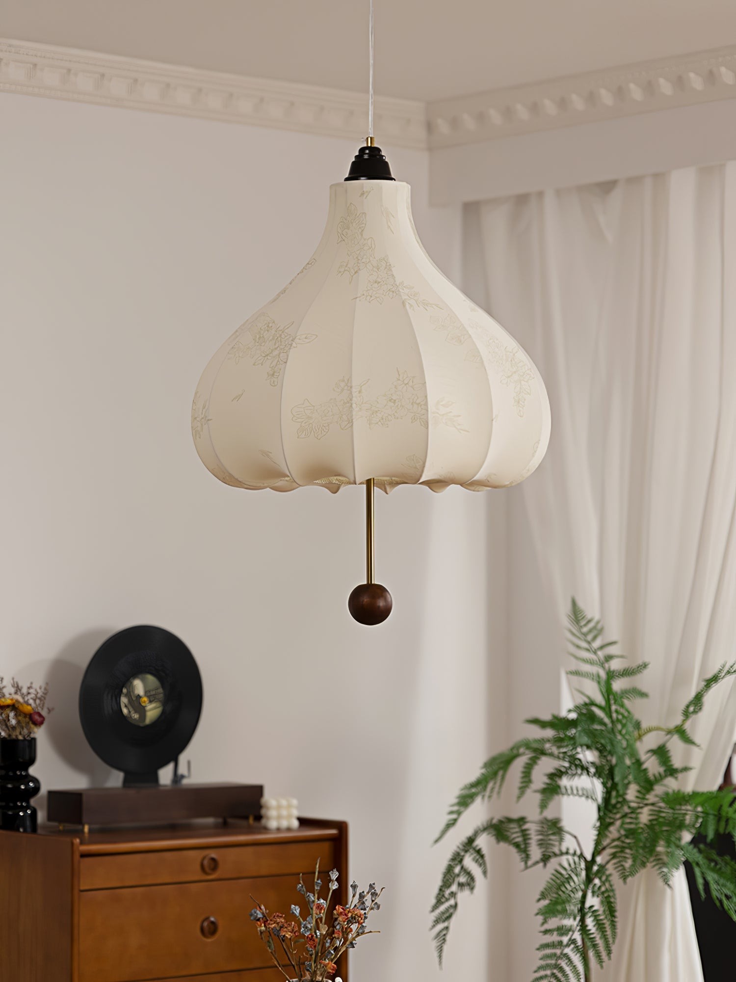 Retro Chestnut Fabric Pendant Light M465