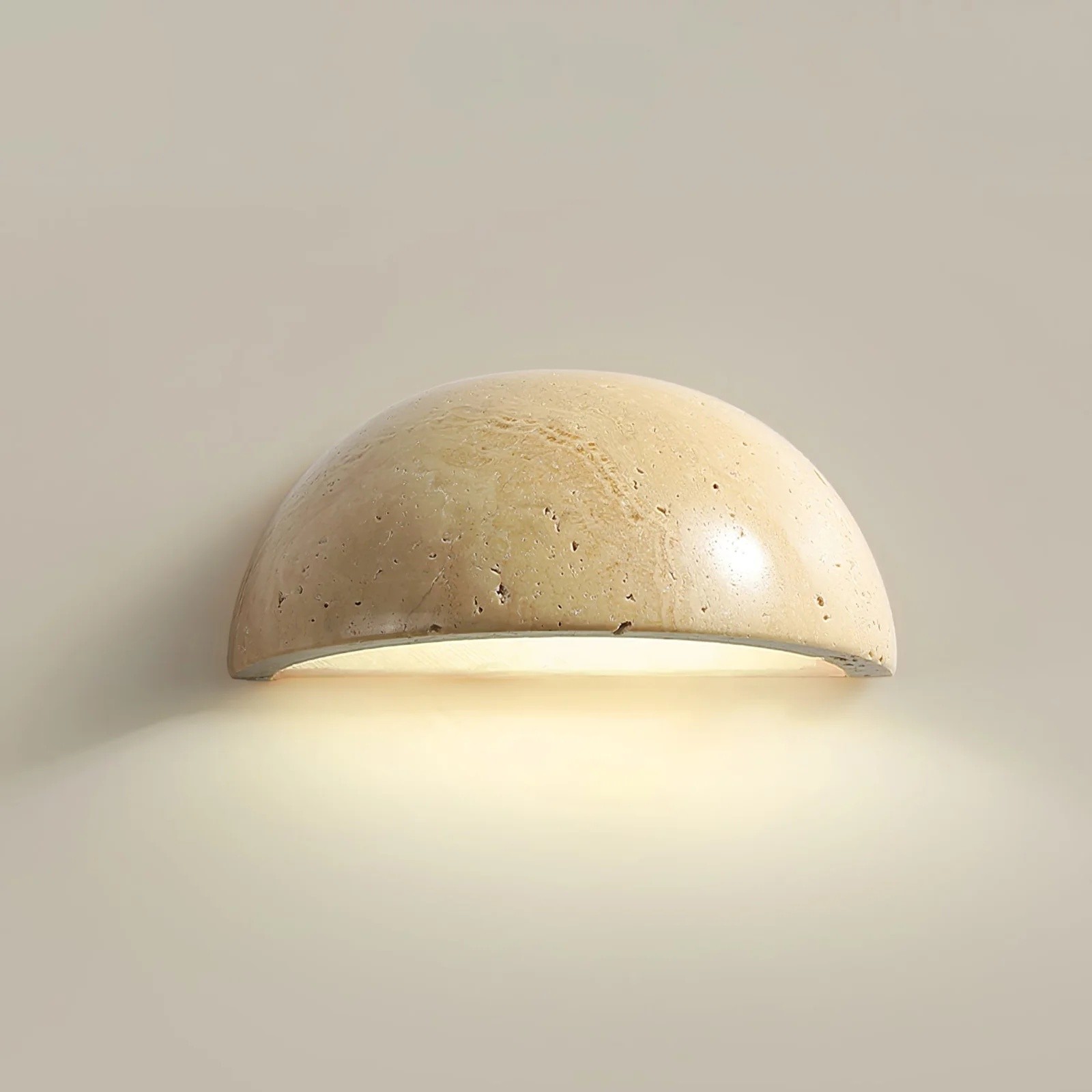 Dome Travertine Wall Sconce – Natural Stone Half Sphere Light S305
