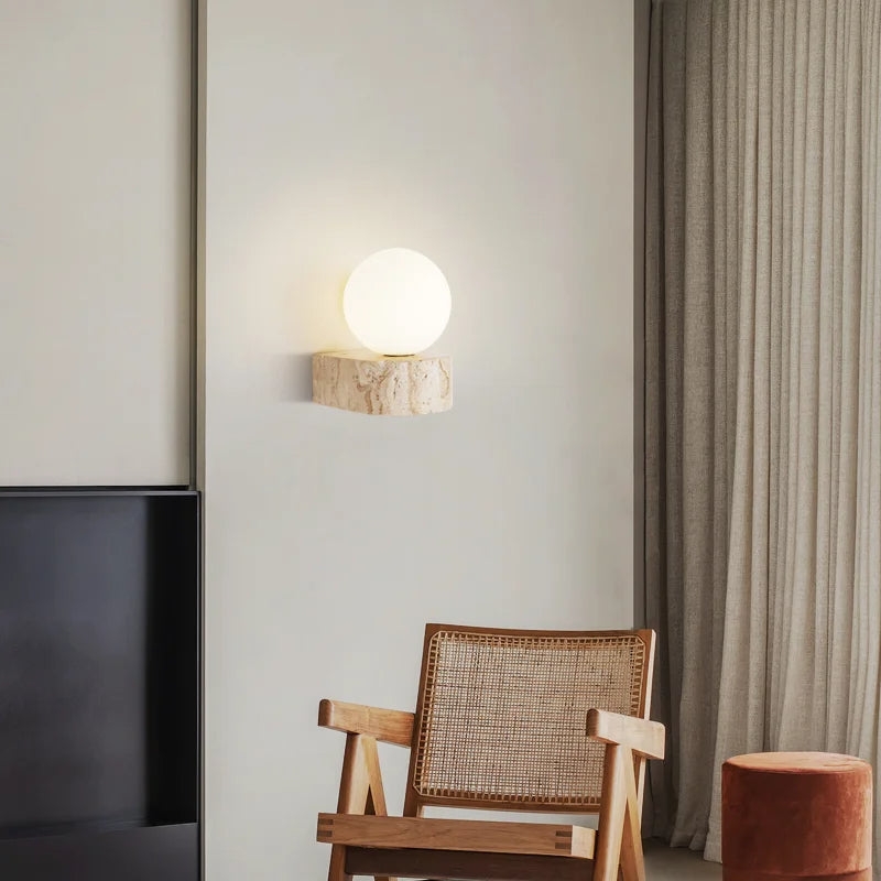 Travertine Hemisphere Wall Sconce T2110