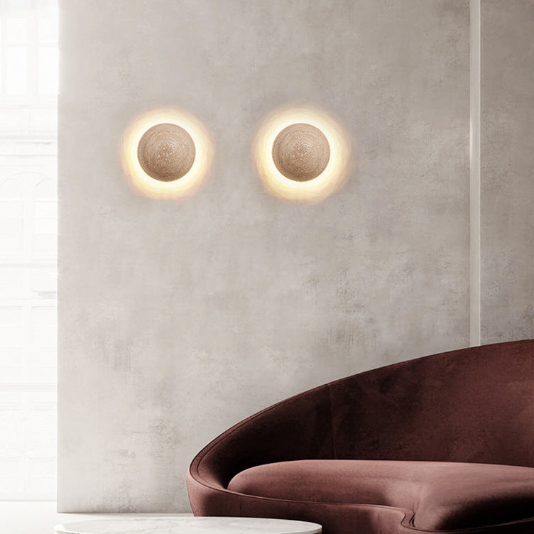 Amber Loft Travertine Round Sconce Wall Light T2109