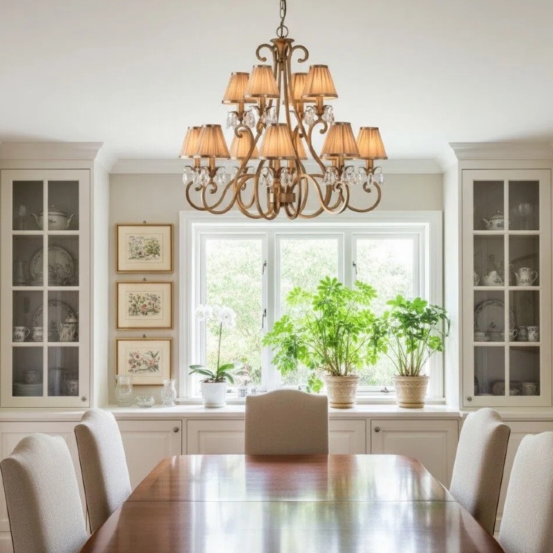 Talonis Multi-light Fabric Chandelier - Elegant Metal Curved Arms for Dining and Living T932