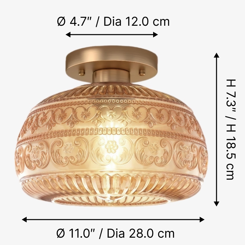Lurex Engraved Textured Glass Flush Mount - Classic Entryway Decorative Light U21