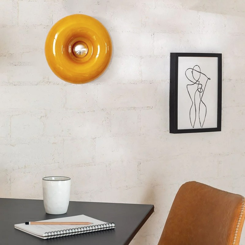 Glass Donut Table Wall Lamp - Bauhaus Style Accent Light Fixture S77