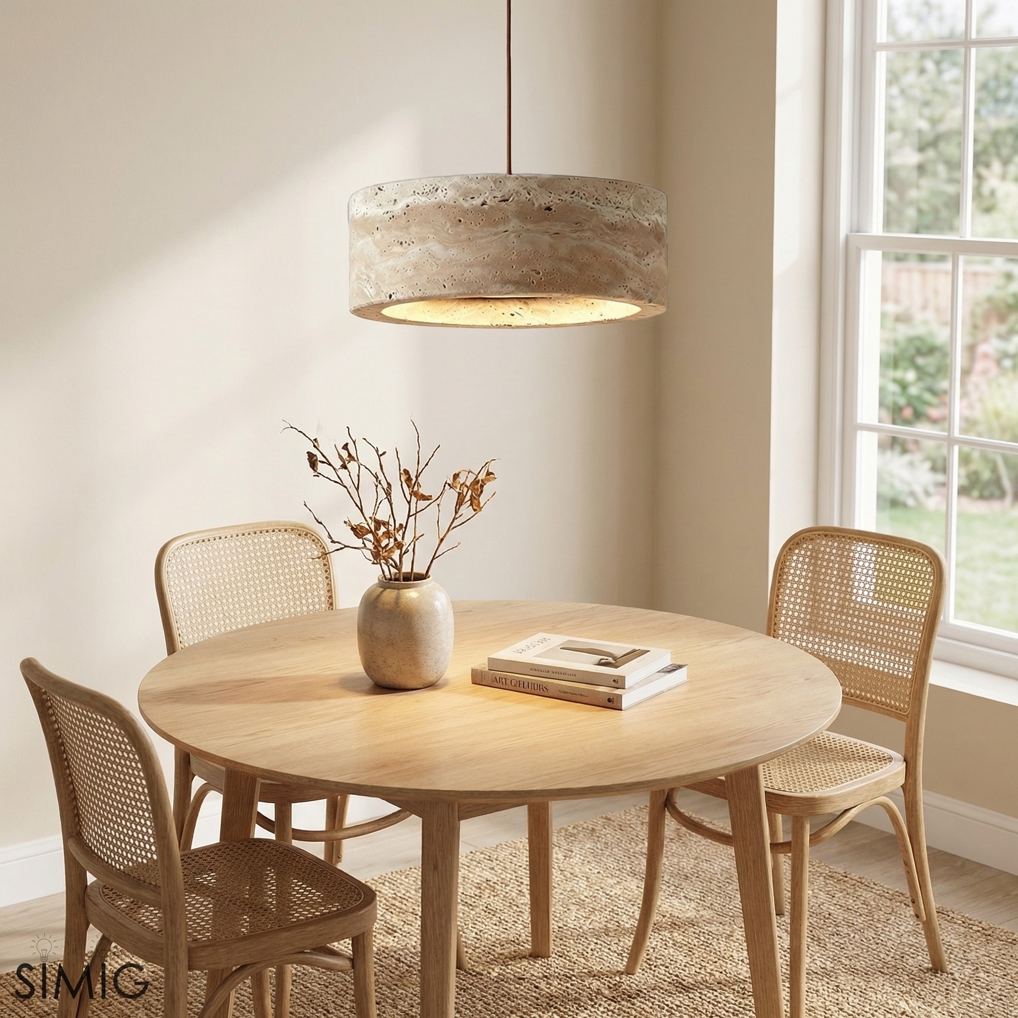 Kairis Neutral Tone Stone Pendant Lamp - Wabi Sabi Style for Kitchen Island T559