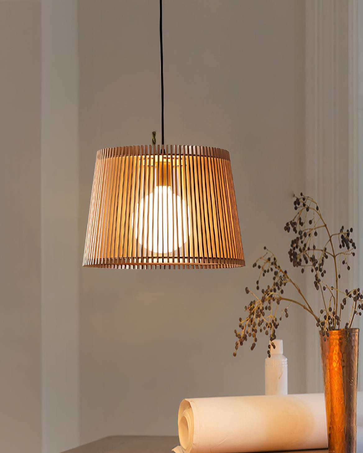 Wooden Log Color Cage Pendant Light M319