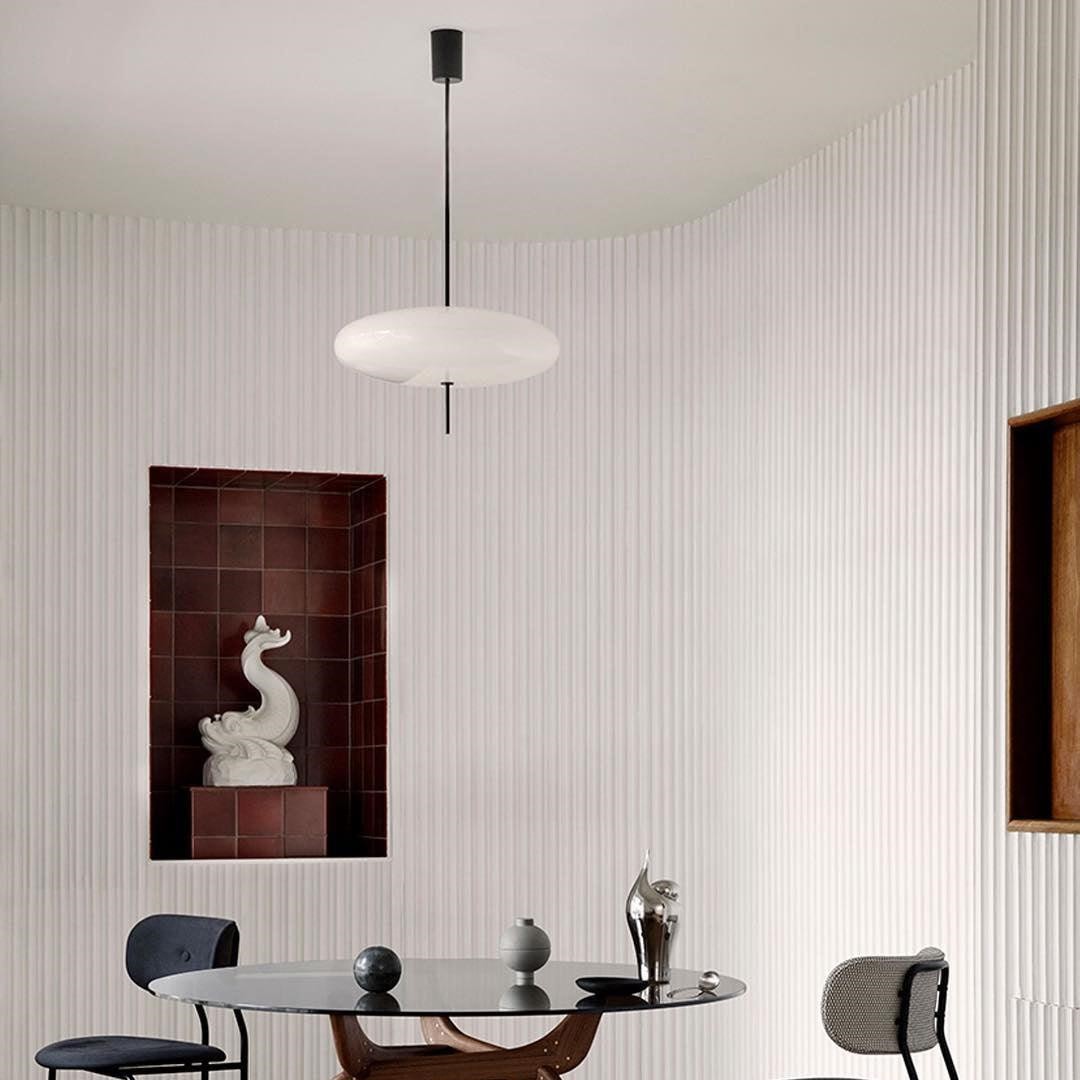 Modern Oval Pendant Light – Metal and Acrylic Pendant Lamp for Living Room