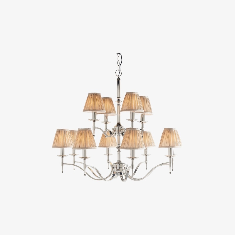 Tela Timeless Classic Elegant Multi Arm Stanford Chandelier - Metal Fabric Lighting for Living Room T820