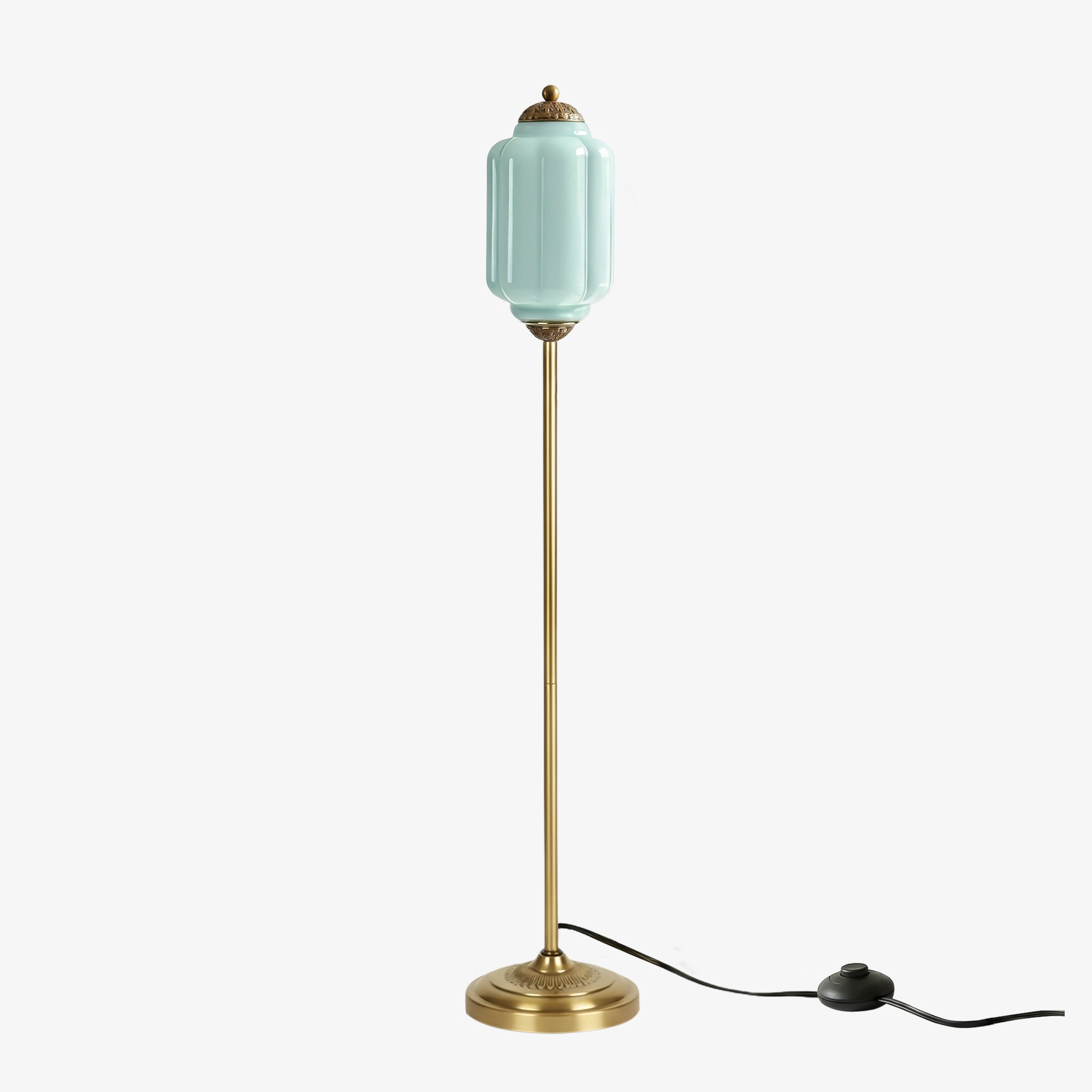 Eloise Pumpkin Glass Floor Lamp - Retro Lighting for Living Room T1169