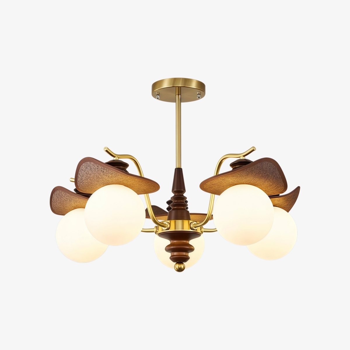 Solvane Multi Arm Chandelier with Glass Shades - Retro Decorative Lighting for Dining Room T1118