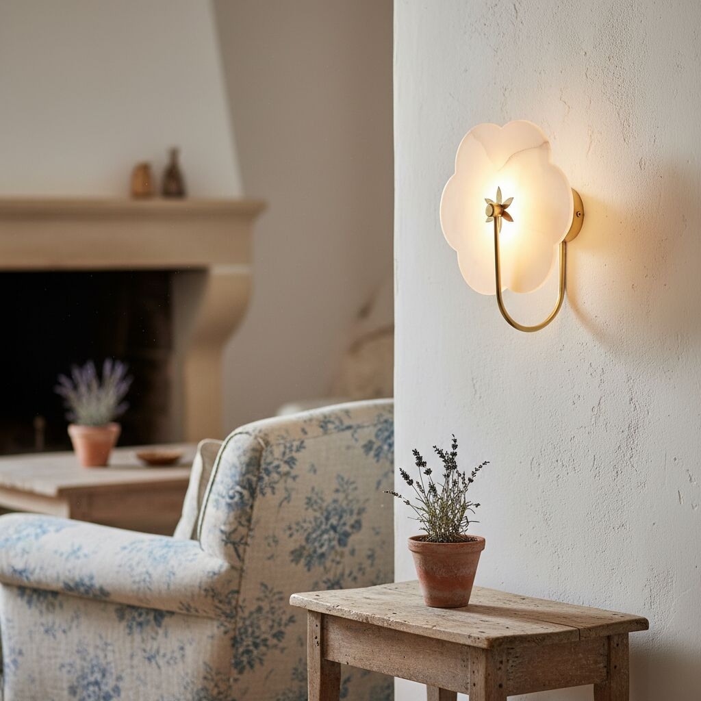 Albi Alabaster Wall Lamp - Carved floral Outlines are Suitable for Living Rooms or Bedrooms T728