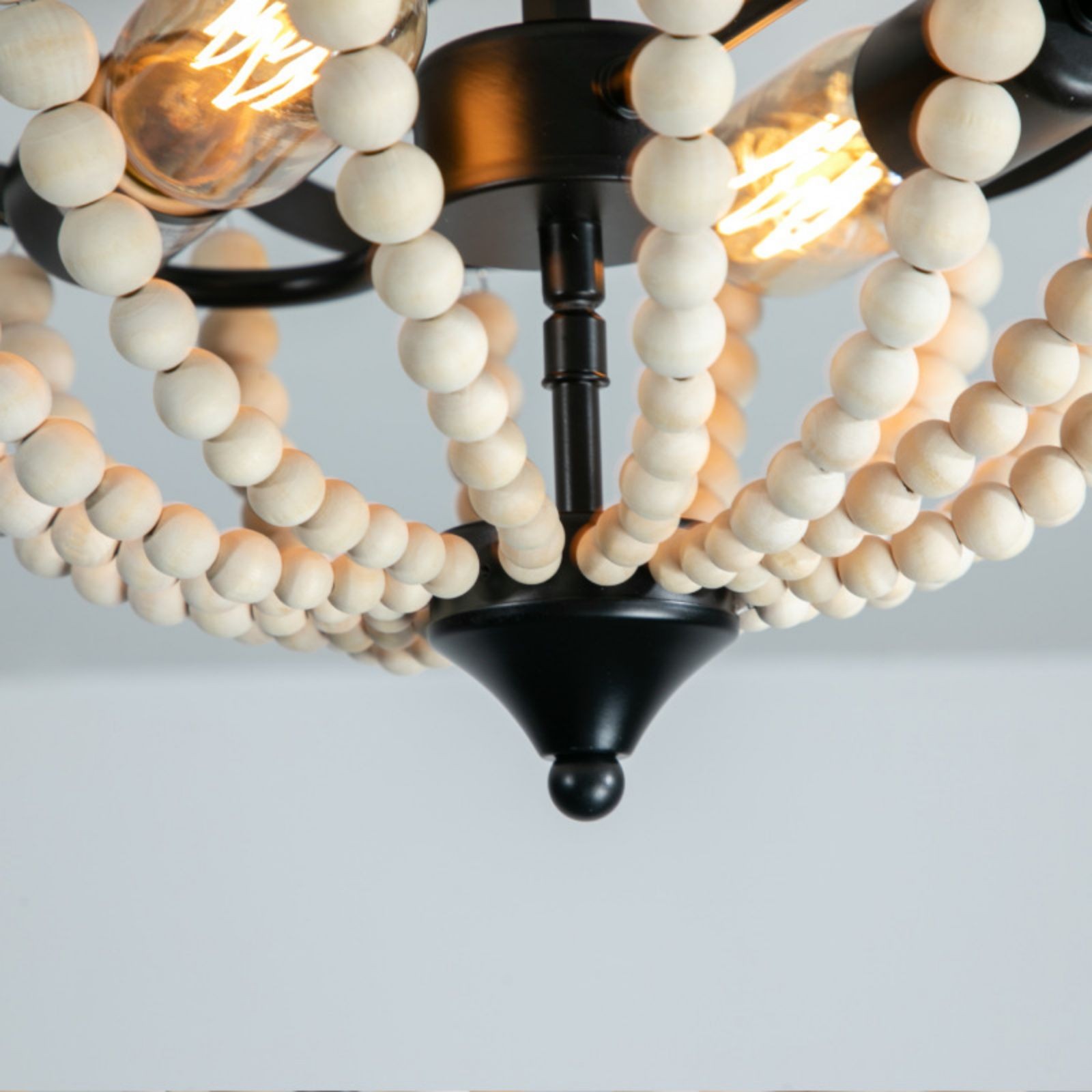Retro Rustic Metal Wooden Beads Ceiling Lamp S150