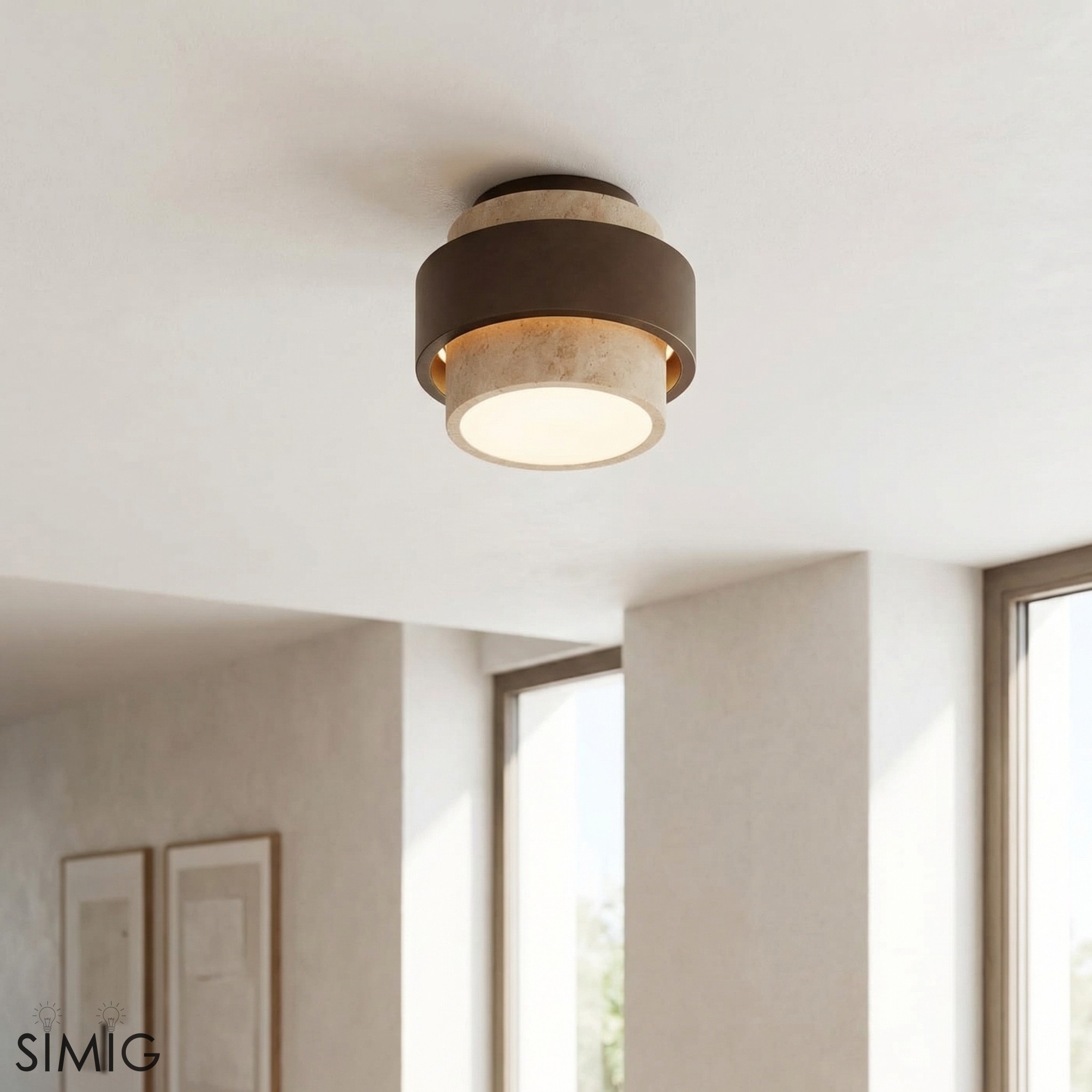 Natural Stone Texture Ceiling Light - Wabi Sabi Style Fixture T1103