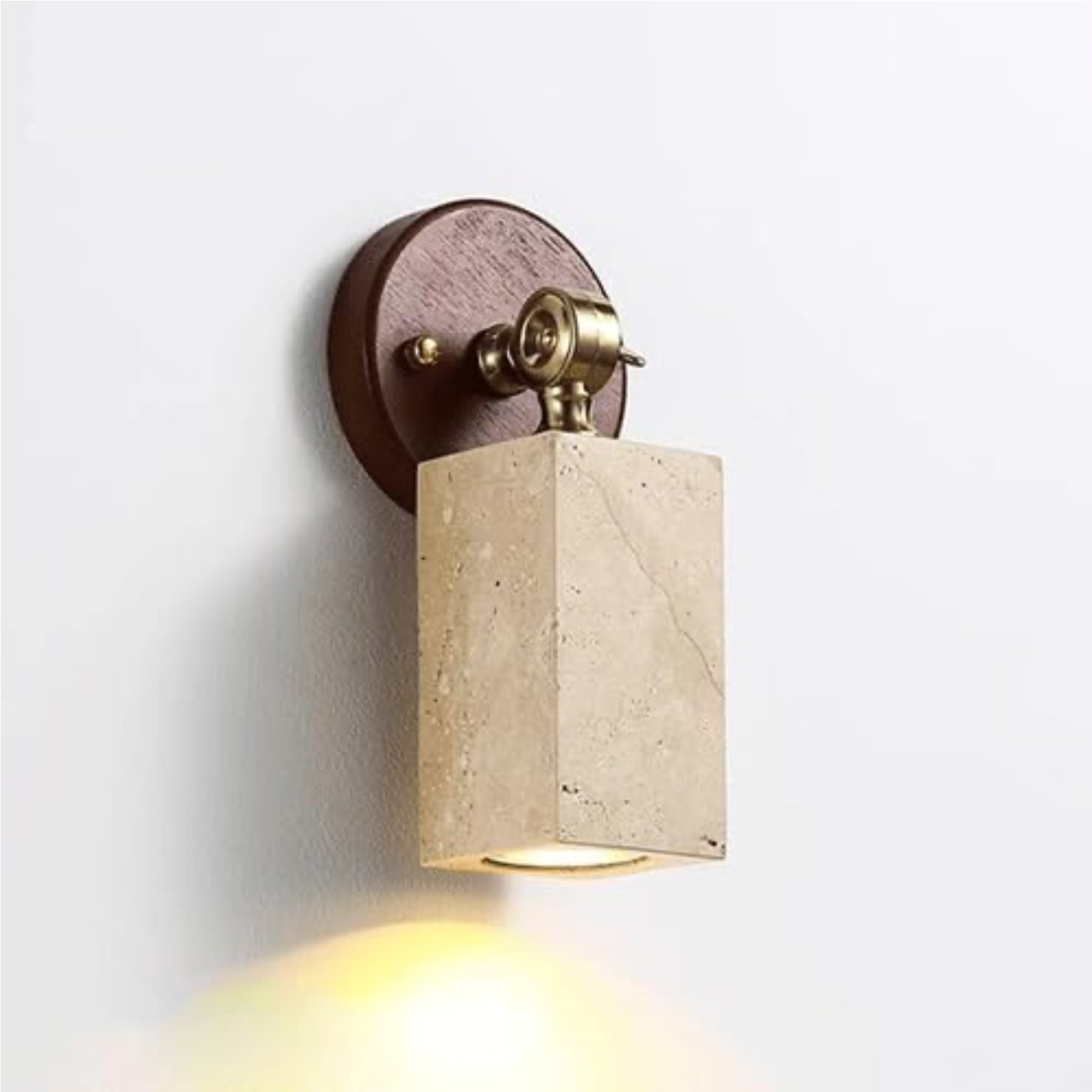 Travertine And Wood Wall Sconce – Rectangular Or Cylindrical Design S320