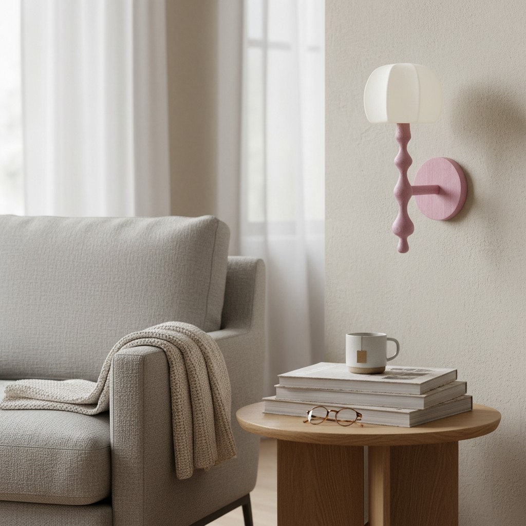 Savara Modern Curved Base Wall Light - Soft Diffused Fabric Shade for Hallways and Living Rooms T723