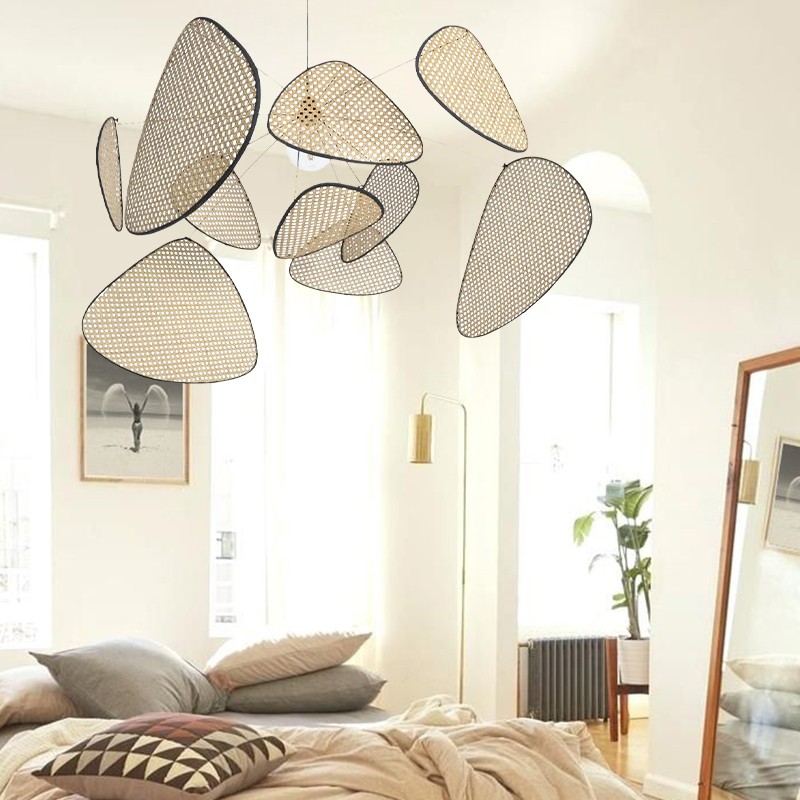 Screen Cannage Pendant Light - Woven Rattan Design for Living Room