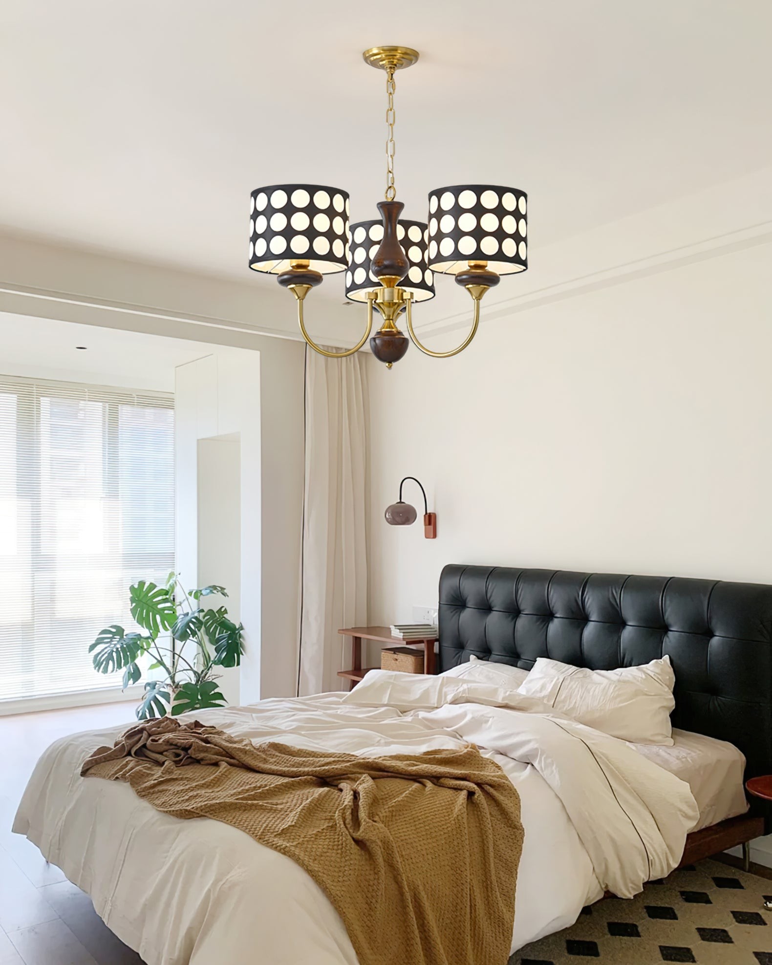 Geometry Black Polka Dots Fabric Chandelier S364